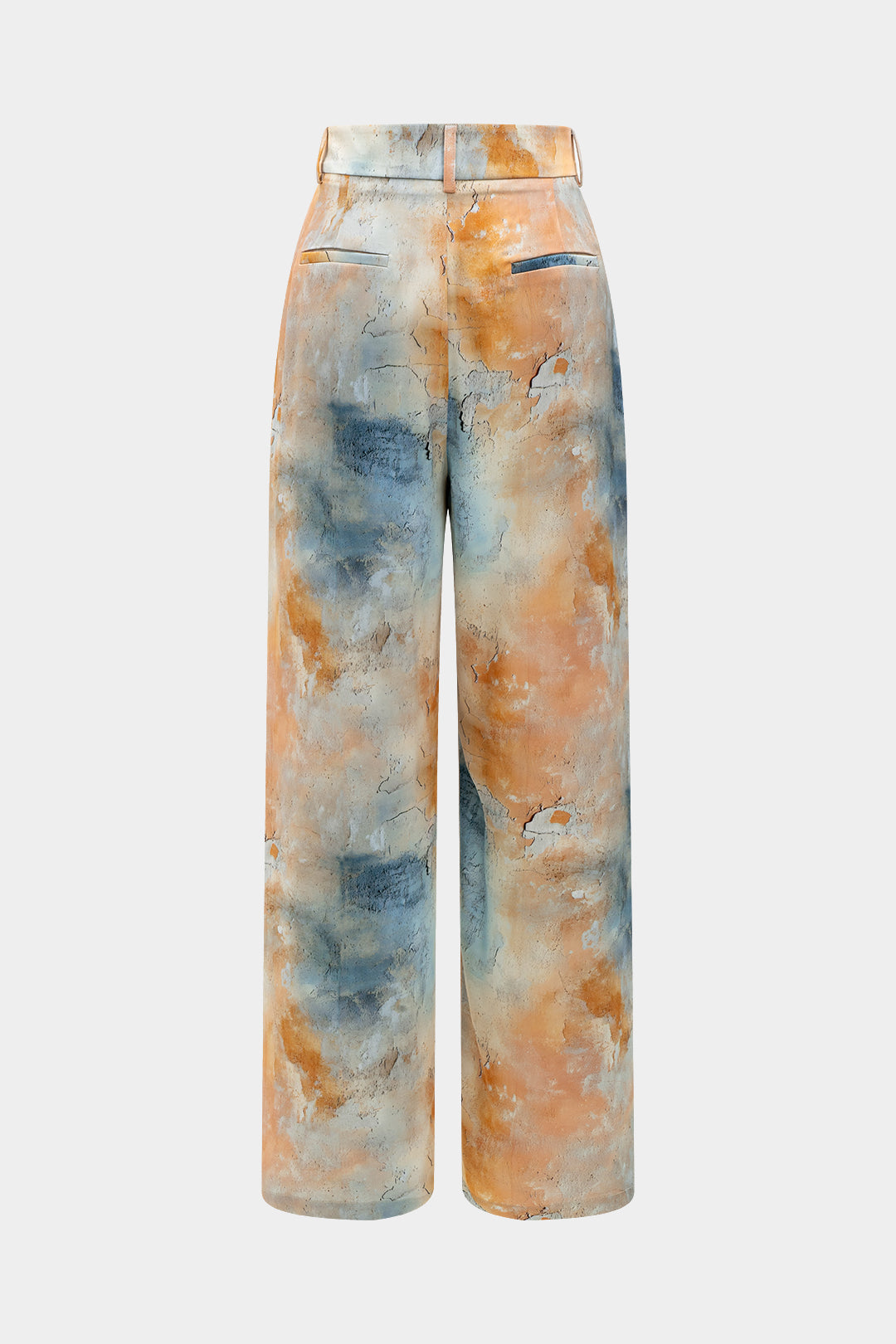 Watercolor Print Satin Pocket Trousers