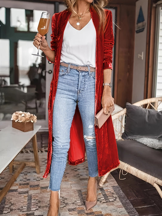 Cheering My Way Velvet Cardigan Coat