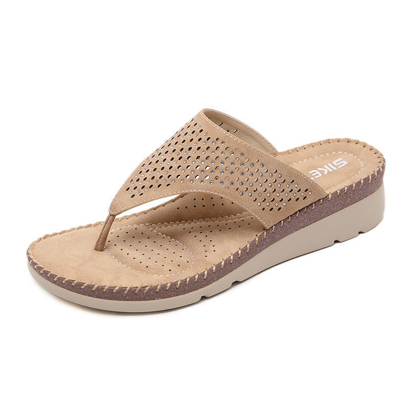 Wedge Rhinestone Laser Flip-Flops