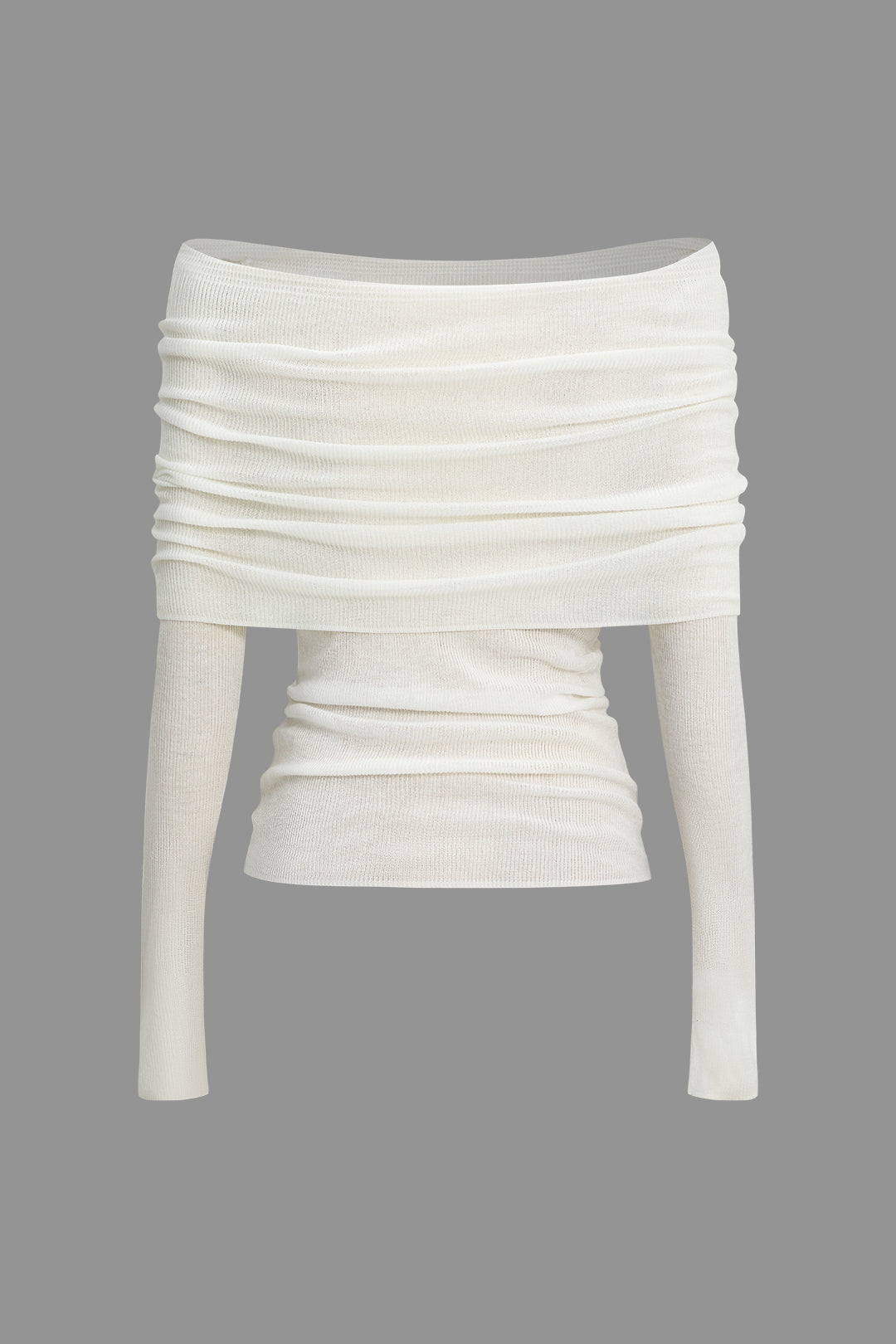 Wool Off Shoulder Long-Sleeve Top