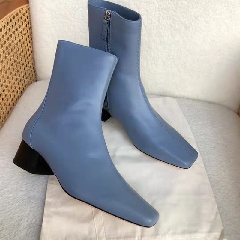 Classic Slimming Boots Elegant Glove-Like Ankle Boots Mid Heel Side Zipper Boots