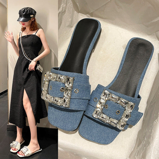 Women's Summer Flat Square Toe Sexy Fashion Sandals