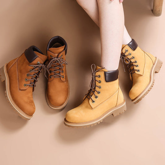 Women's Handmade High Lace-up Boot in Nubuck Calfskin Waterproof