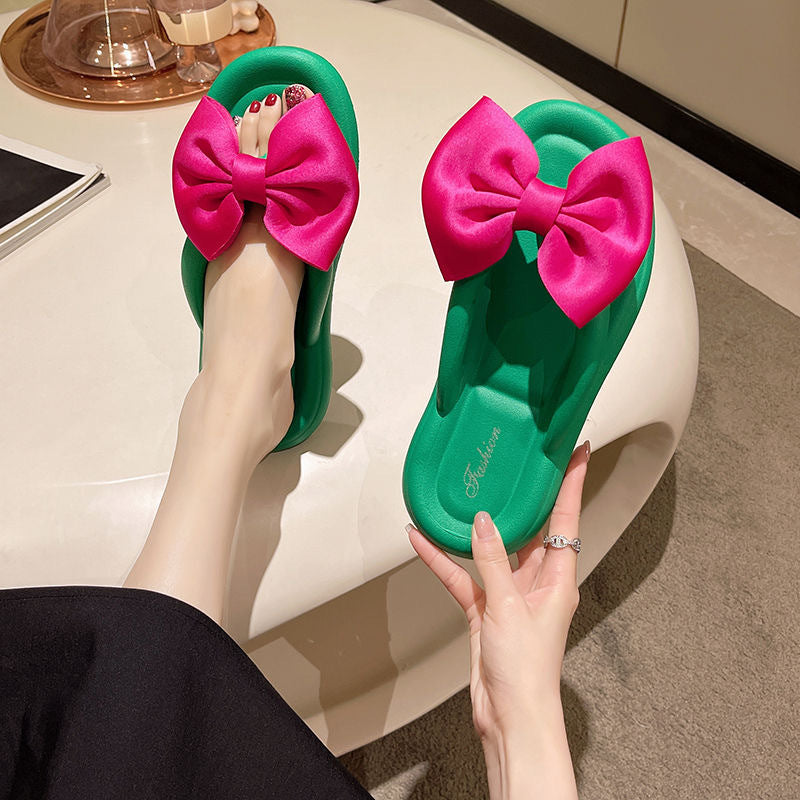 Women's Summer Flip-flops Fashionable Thick-soled Beach Bowknot Sandals