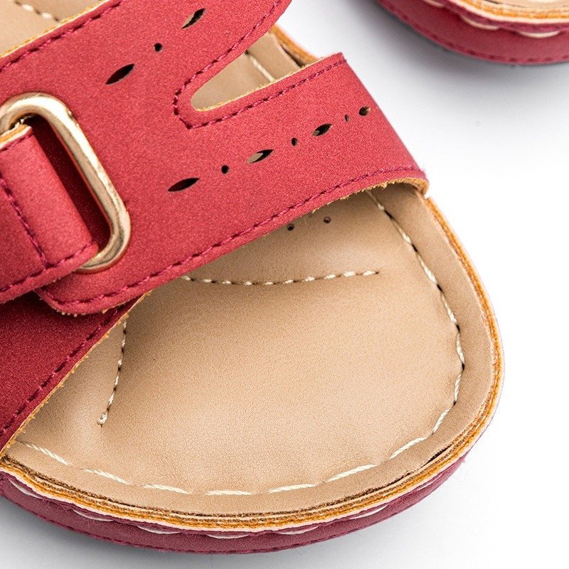 Orthopedic Wedge Velcro Leather Sandals