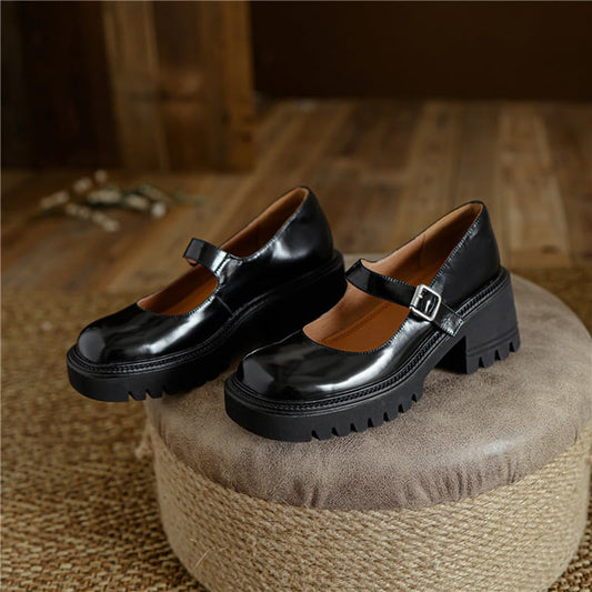 Jazzmine Square Toe Block Heels Mary Jane Shoes