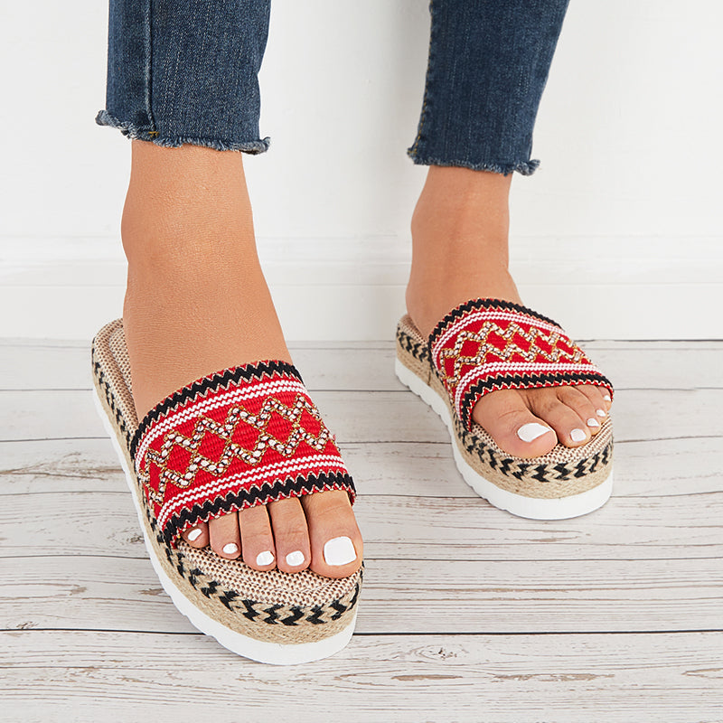 Open Toe Espadrilles Platform Slide Sandals Summer Slippers