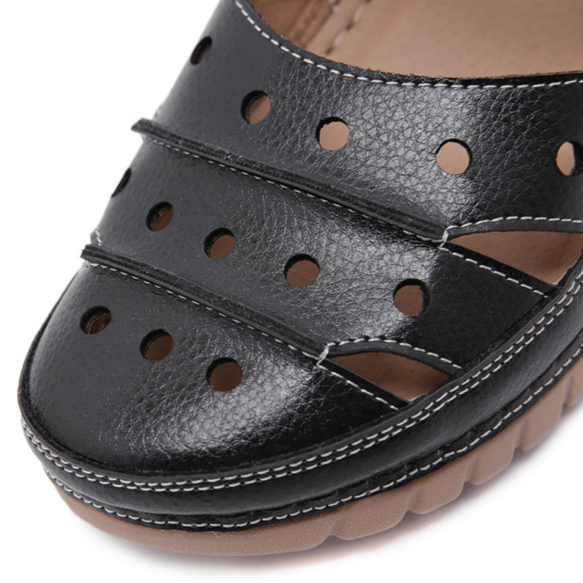 Women's Casual Platform Flat Comfort Breathable Leather Walking Shoes