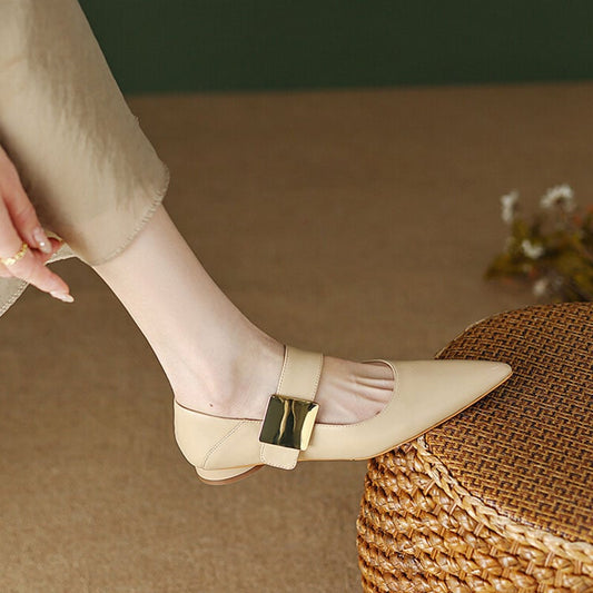 Jackalyn Pointy Toe Block Heels Mary Jane Shoes