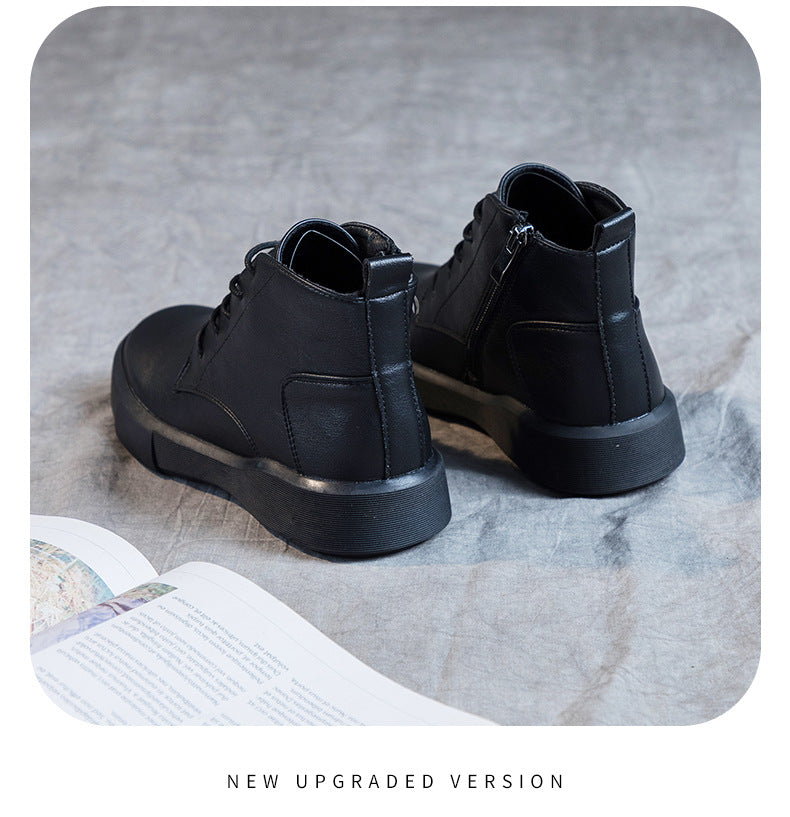 Women Arch Spupport Leather Ankle Boots Warm Femme Short Boots Waterproof Shoes