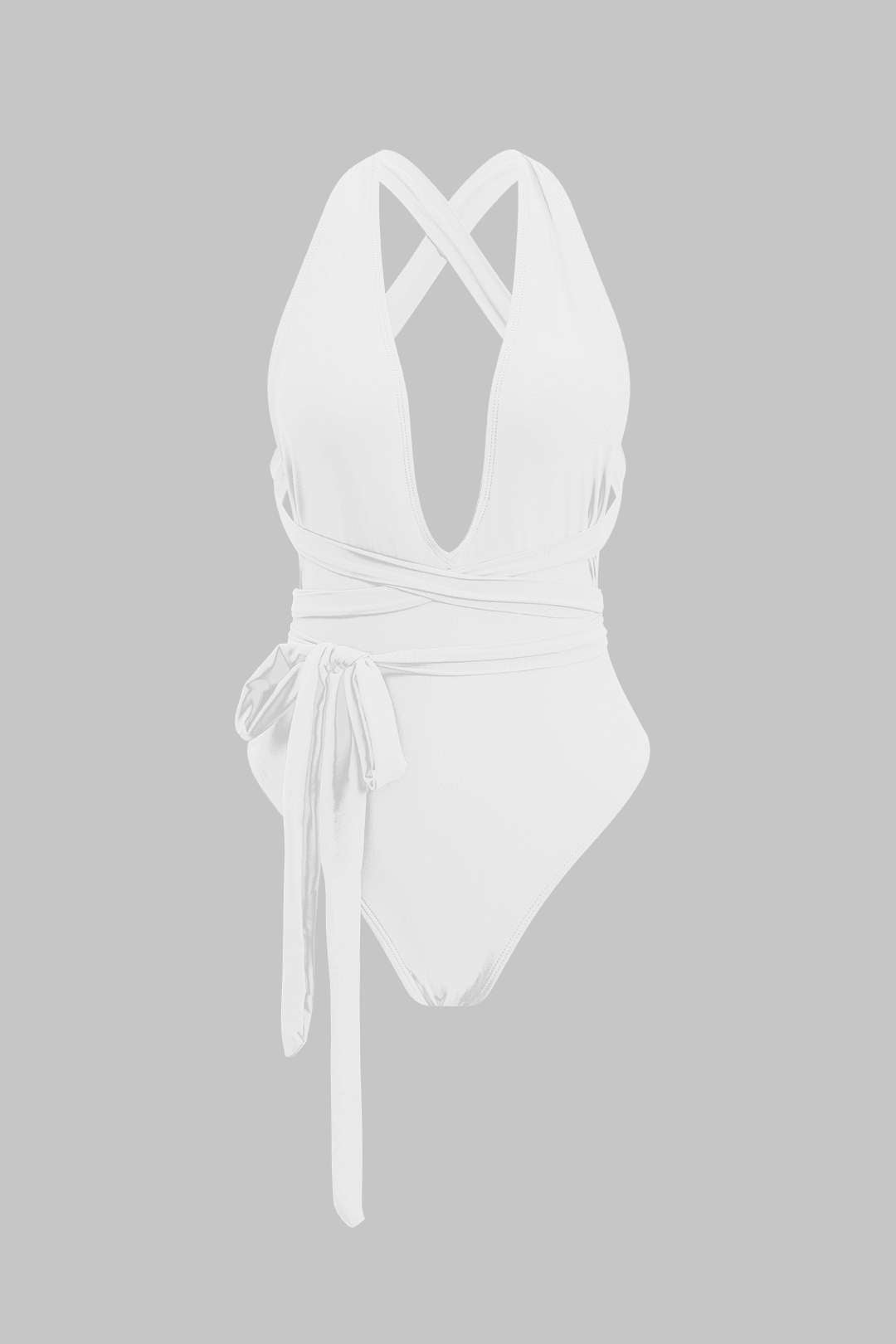 Tie Knot Crossed Backless One-Piece Swimsuit