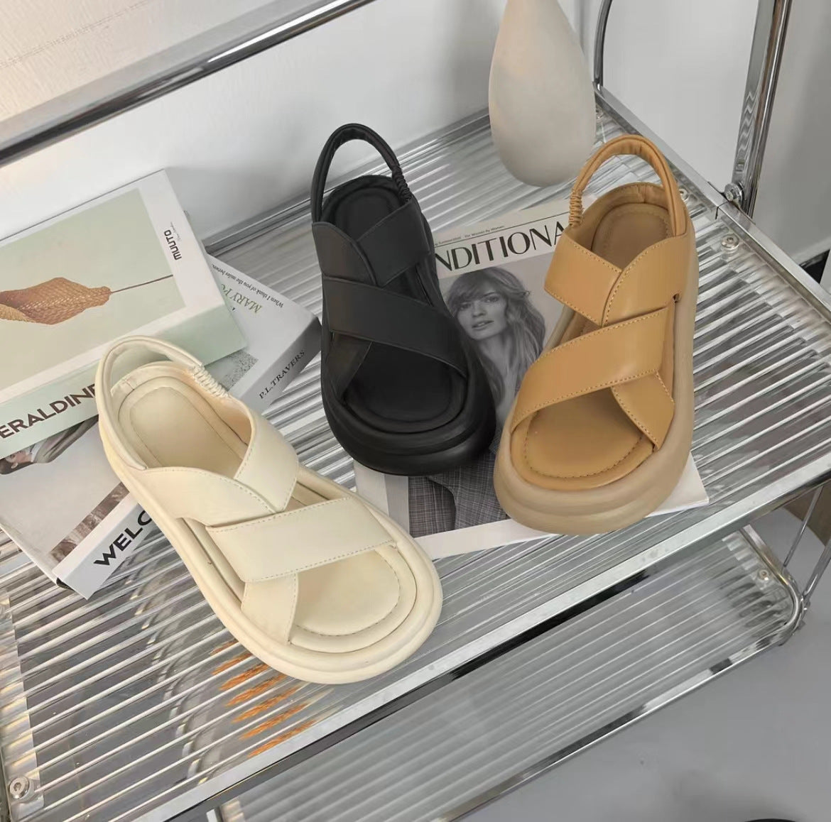 Women's Summer Fashion Round Toe Elastic Band Sandals