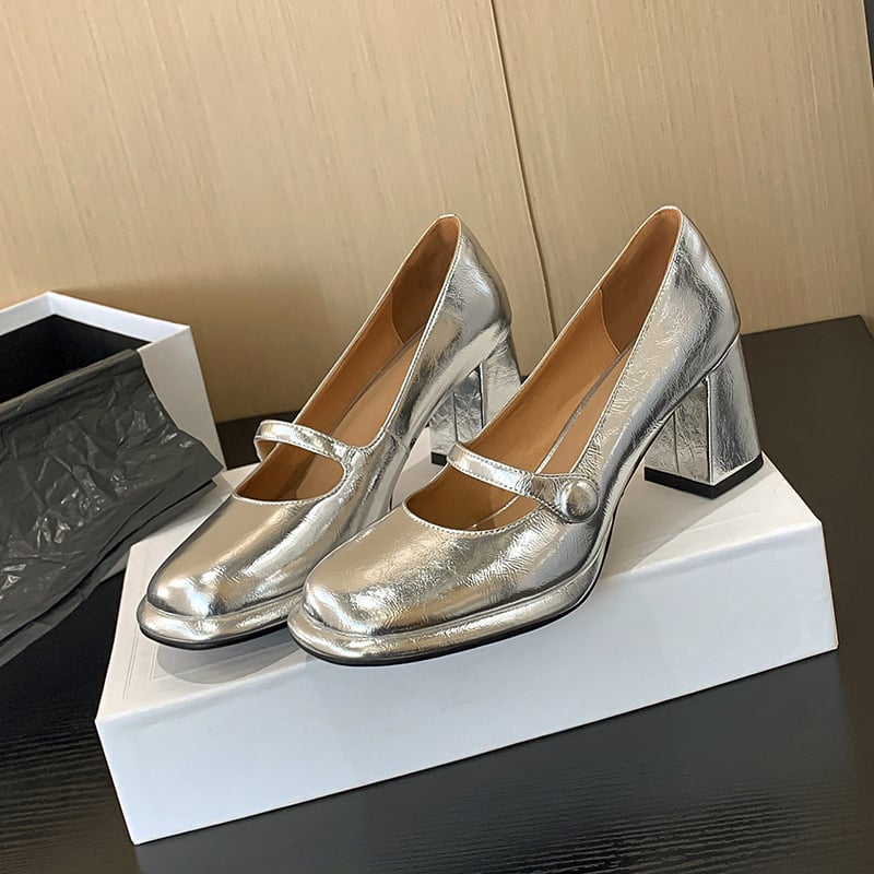 Kerrielle Square Toe Block Heels Mary Jane Shoes