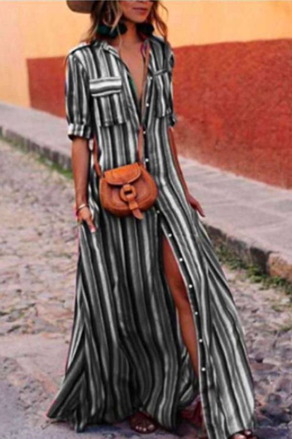 BOHEMIAN MULTICOLOR STRIPED DRESS