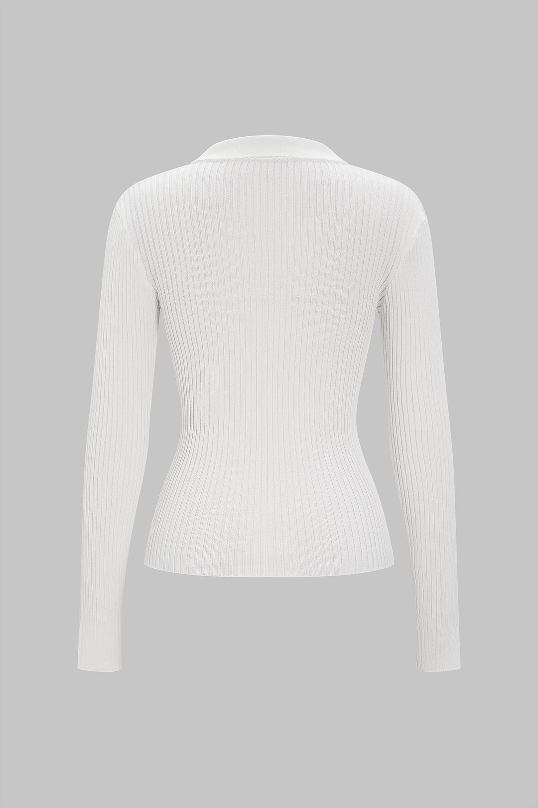 V-Neck Collar Texture Long-Sleeve Top