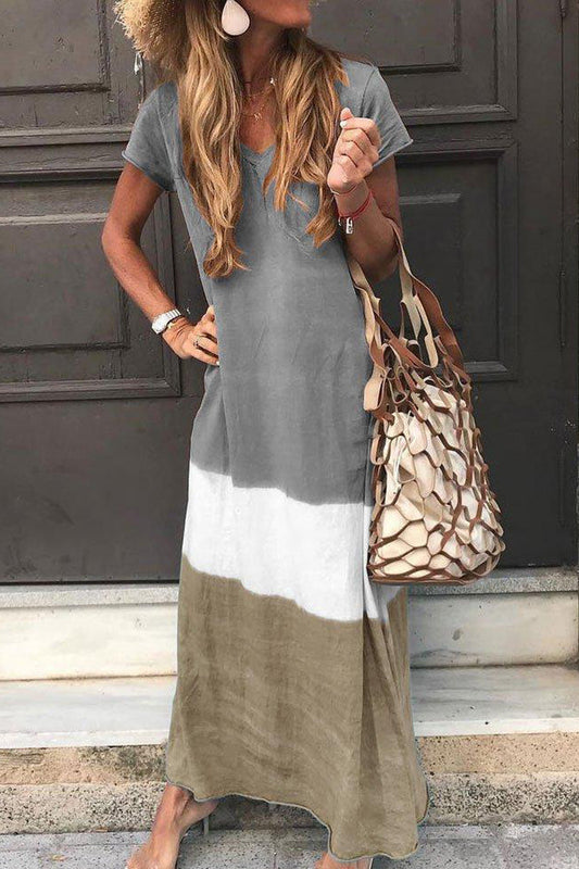 Retro Tie-dye Gradient Casual Long Dress