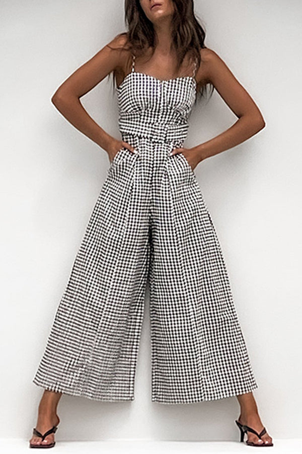 Black and White Checkered Jumpsuit