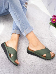 Cross Strap Casual Wedge Slippers