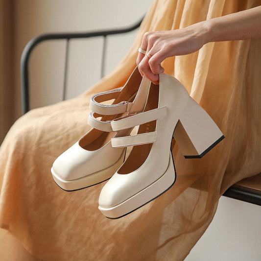 Irina Square Toe Block Heels Mary Jane Shoes