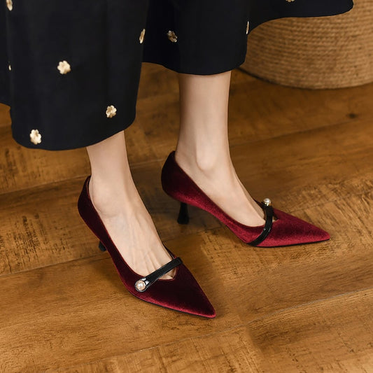 Minowa Pointy Toe Stiletto Mary Jane Shoes