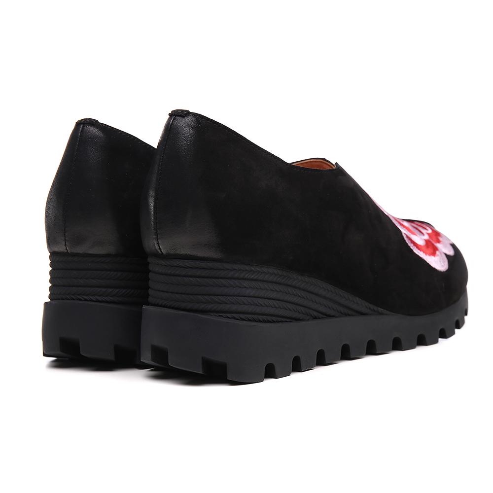 Retro Embroidery Nubuck Leather Platform Shoes For Women Chunky Shoes Designer Shoes
