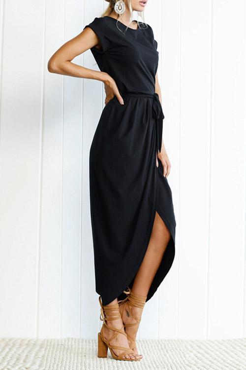 Casual Fashion Belt Long Dress