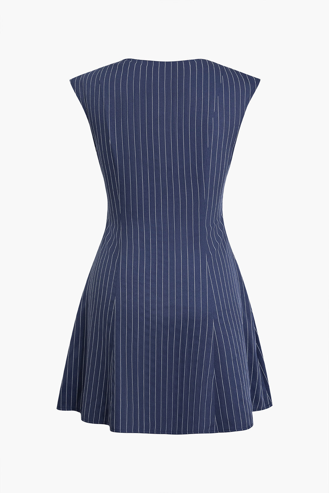 Stripe Print Pocket V-neck Mini Dress