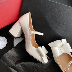 Caleigh Square Toe Block Heels Mary Jane Shoes