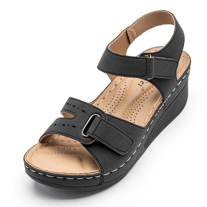 Orthopedic Wedge Velcro Leather Sandals