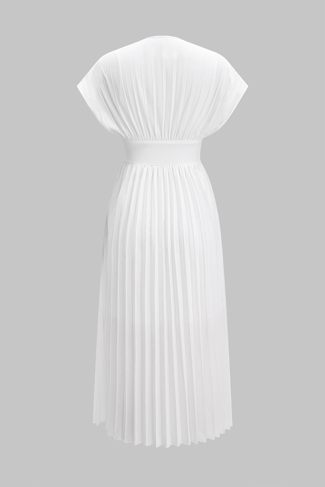 V-Neck Pleated Midi Dress
