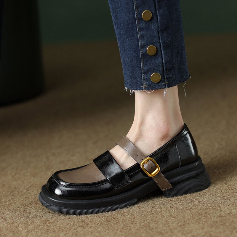 Poni Square Toe Block Heels Mary Jane Shoes