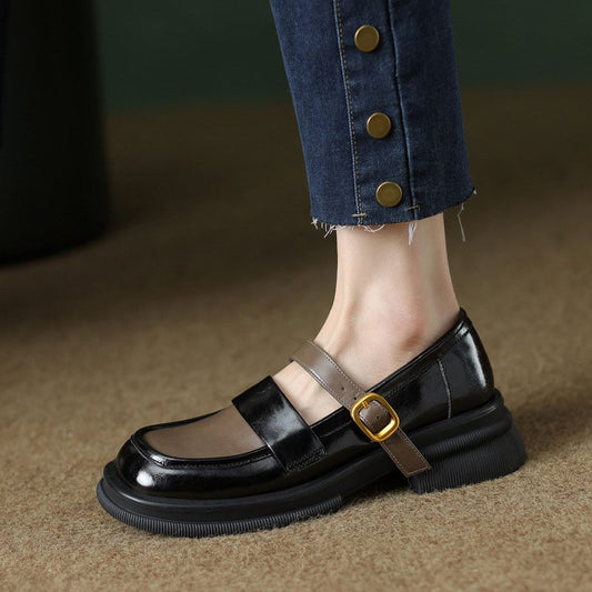Poni Square Toe Block Heels Mary Jane Shoes