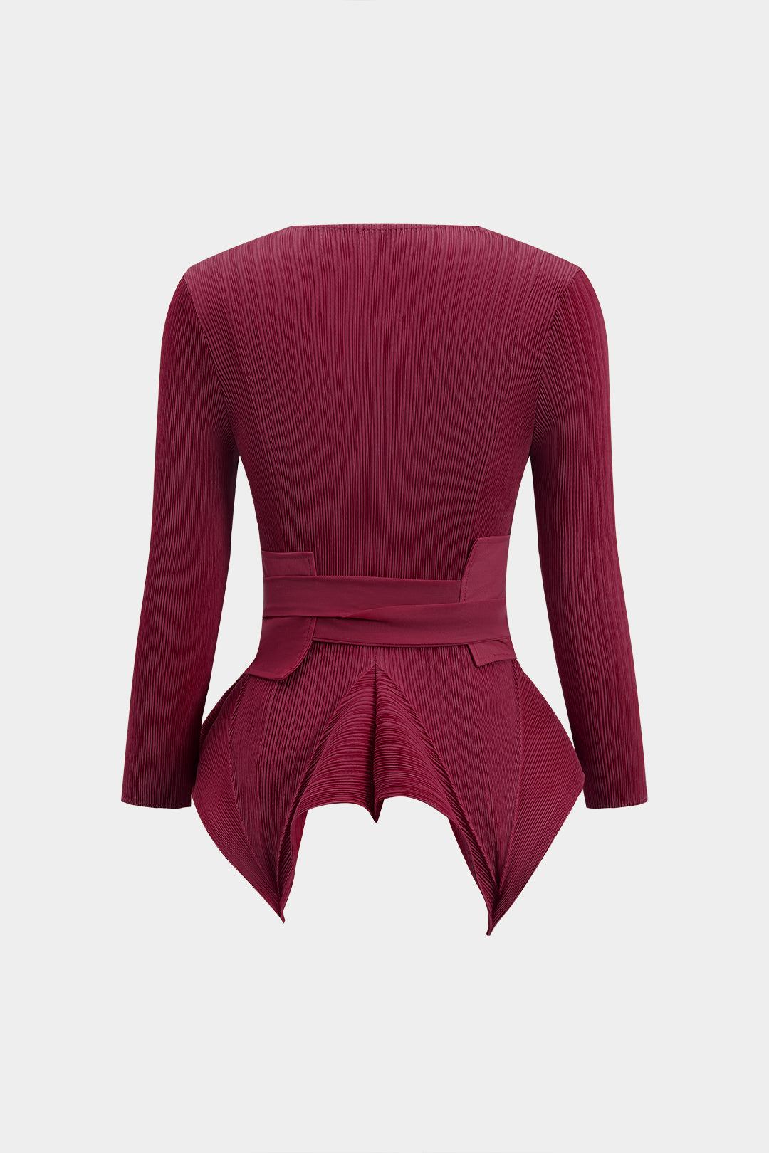 Tie Front Long Sleeve Top And Pleated Skirt Set