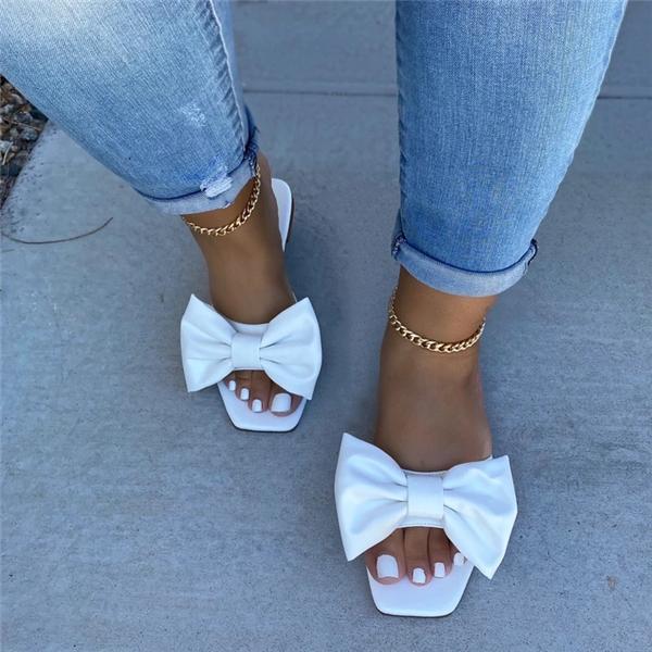 Bow Slip on Flat Slippers