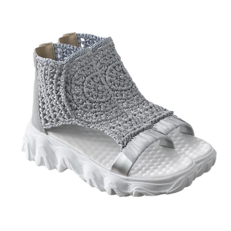 Women's Knitted Wool Polyurethane Peep Toe Platform Sandals