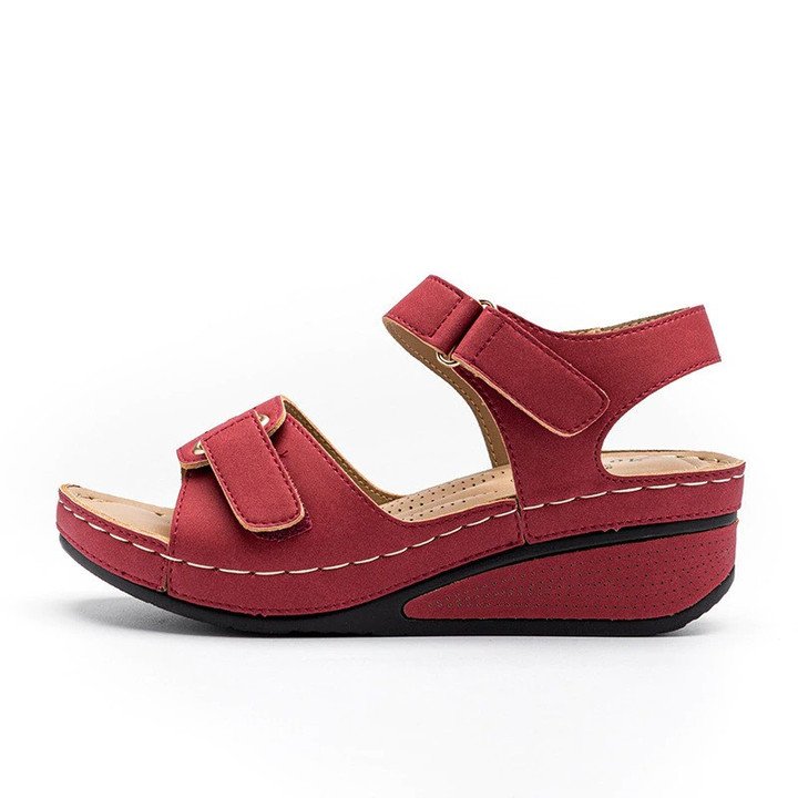 Orthopedic Wedge Velcro Leather Sandals