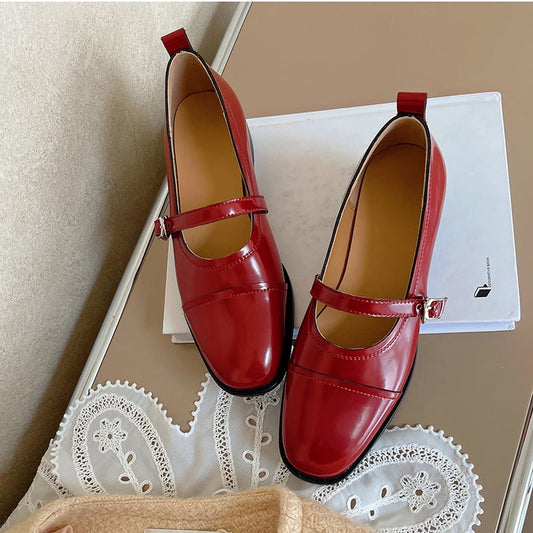 Vernisha Round Toe Block Heels Mary Jane Shoes