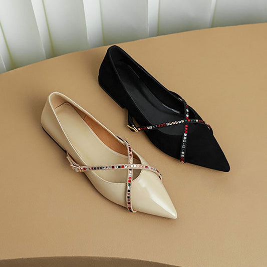 Jokia Pointy Toe Block Heels Mary Jane Shoes