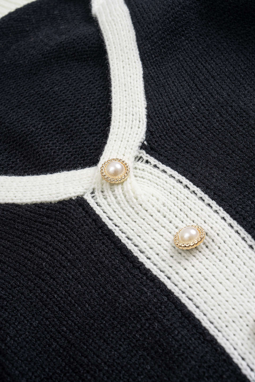 V-Neck Patchwork Button Sweater Dress