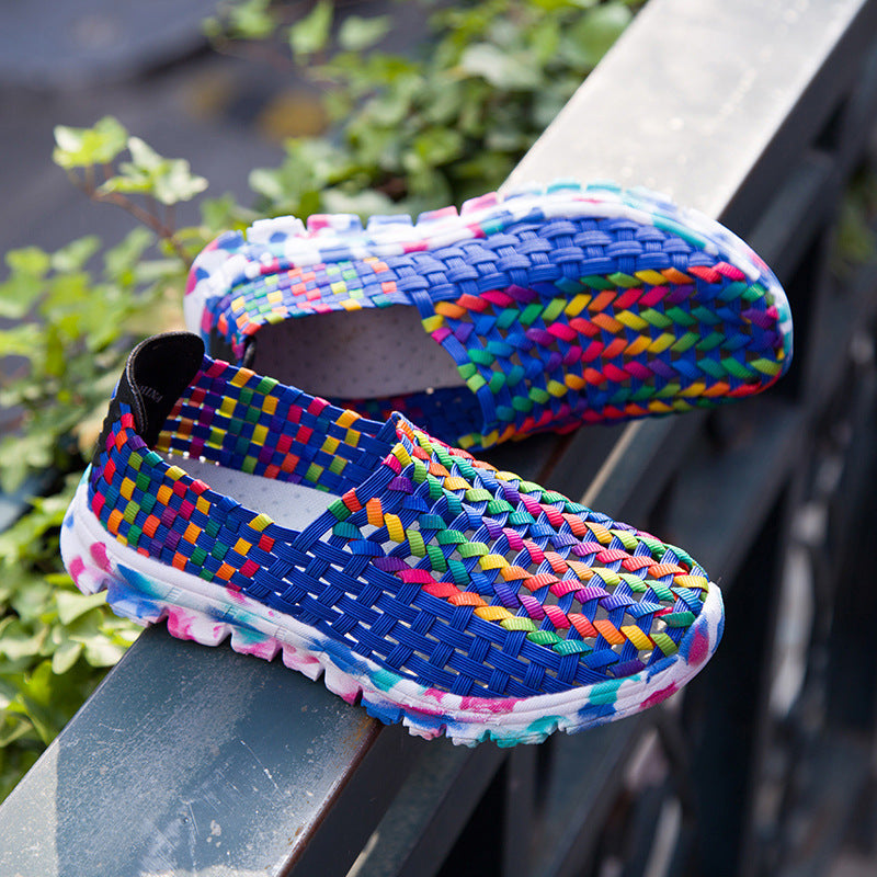 Fantasy Color Mesh Hand Woven Shoes