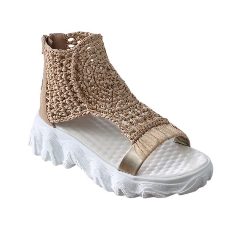 Women's Knitted Wool Polyurethane Peep Toe Platform Sandals