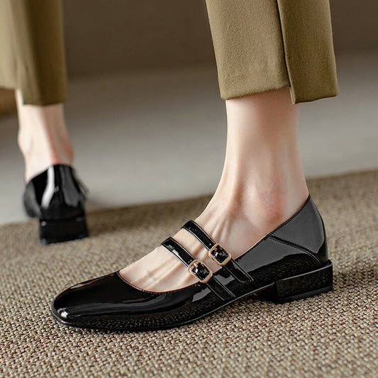 Kaylin Square Toe Block Heels Mary Jane Shoes
