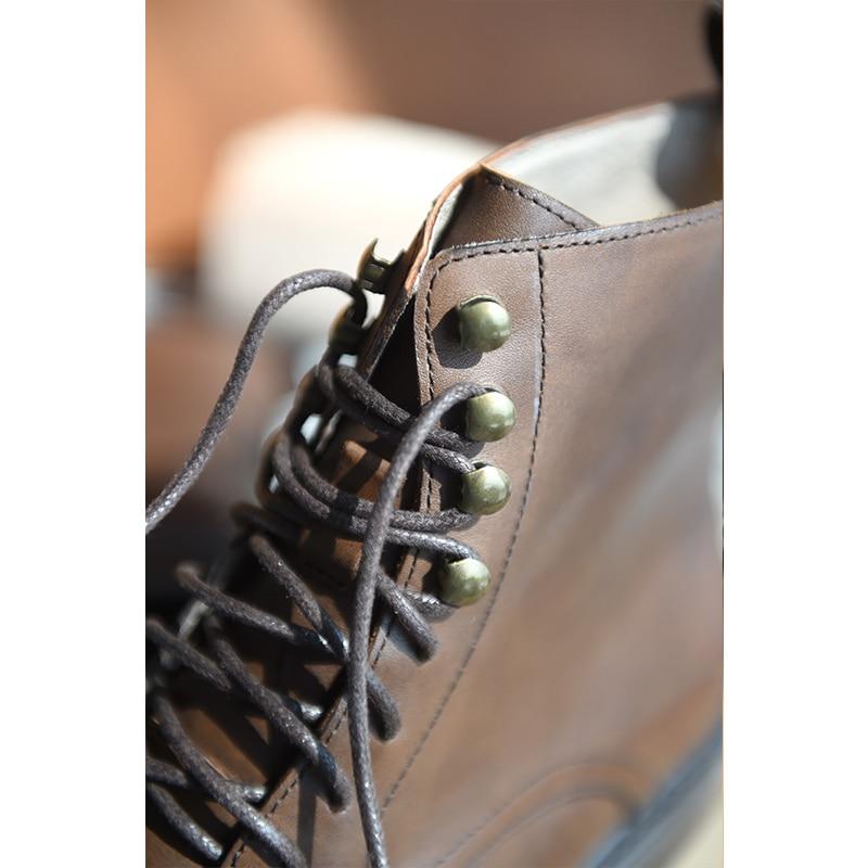 Women Ankle Boots Genuine Leather Lace-Up Round Toe Top Winter Ladies shoes