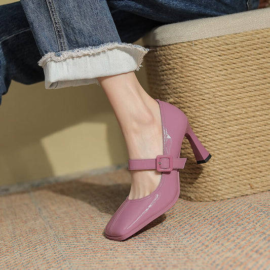Kadedra Square Toe Stiletto Mary Jane Shoes