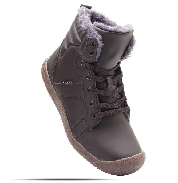 Men's Winter Warm Snow Boot Waterproof PU High Top Lace Up Comfy Sneaker Shoes - 45 Blue