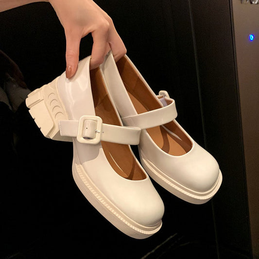 Duquine Square Toe Block Heels Mary Jane Shoes