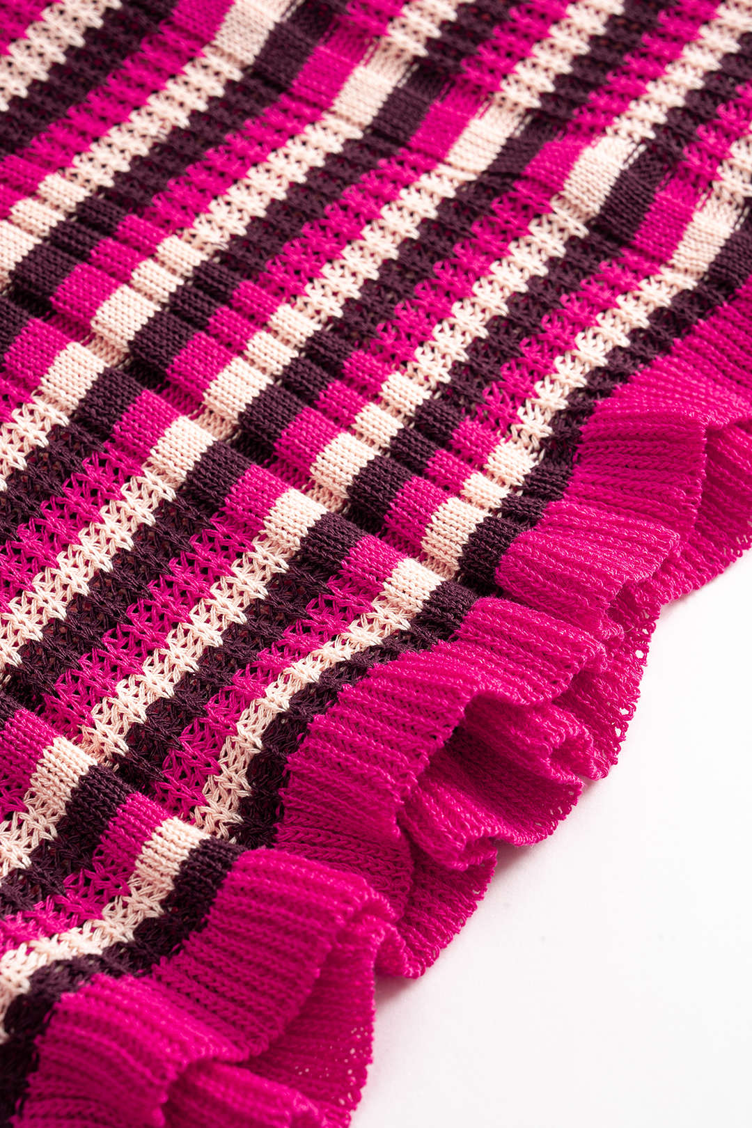 Stripes Contrast Print Knit Patchwork Short-Sleeve Top