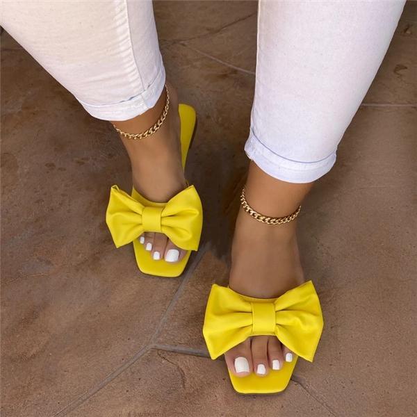 Bow Slip on Flat Slippers