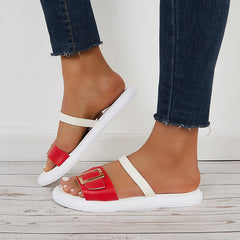 Buckle Bands Slide Sandals Open Toe Flat Beach Slippers