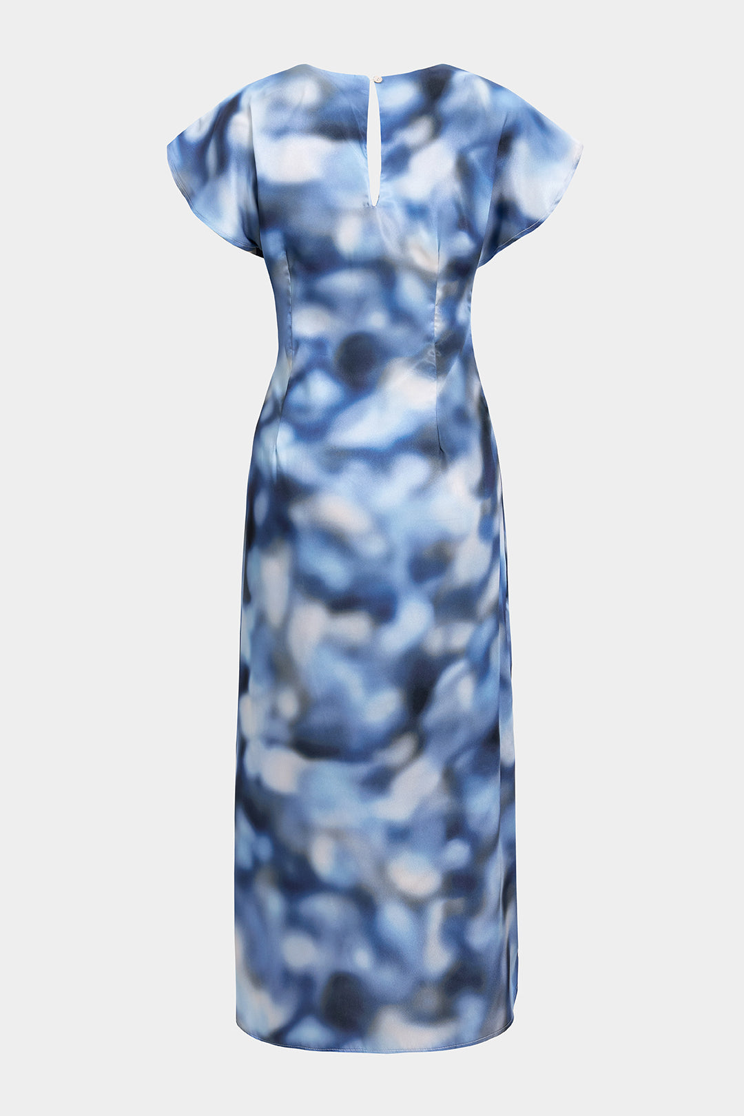 Tie Dye Print Chiffon Hollow Out Side Slit Sleeveless Maxi Dress